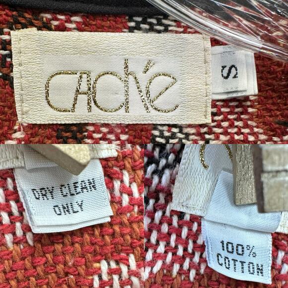 Vintage Cache Leopard Print Woven Fringe Bolero Blanket Jacket Size Small Cotton - Picture 9 of 16